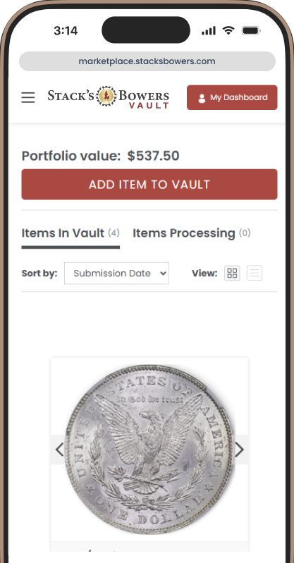 Vault dashboard displayed on a phone